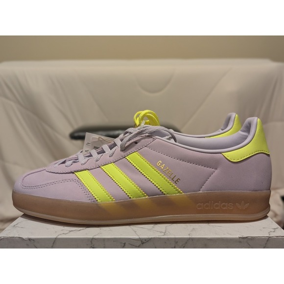 adidas Gazelle Indoor Women Shoes 11 Silver Dawn / Solar Yellow / Gum